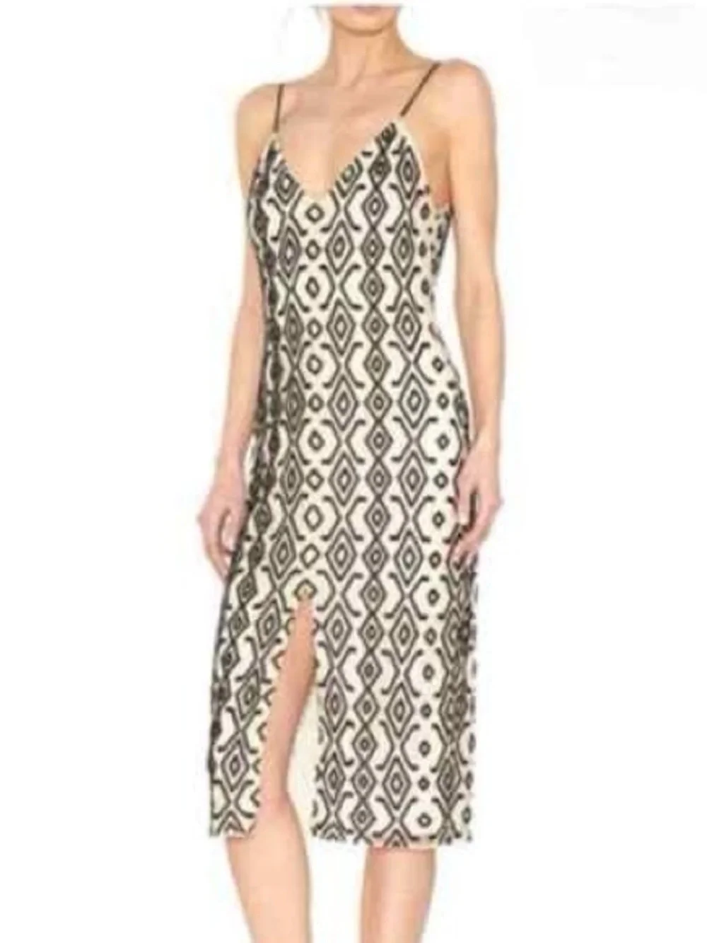 Alice + Olivia Arlette Beaded V-Neck Dress - Size 2